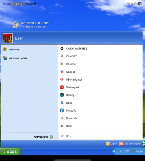 Über das Startmenü können wir unsere Apps aufrufen. (Screenshot: Tobias Költzsch/Golem)